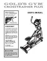 Preview for 1 page of Gold's Gym Crosstrainer Plus User Manual