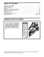 Preview for 2 page of Gold's Gym Crosstrainer Plus User Manual