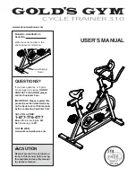 Gold's Gym Cycle Trainer 310 User Manual preview