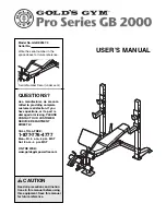 Gold's Gym GB 2000 User Manual preview