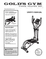 Gold's Gym Stride Trainer 380 User Manual preview
