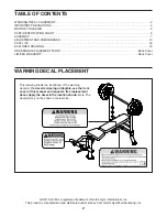 Preview for 2 page of Gold's Gym XR 8.1 User Manual