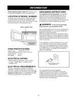 Предварительный просмотр 6 страницы Goldstar MV-1725B Owner'S Manual & Cooking Manual