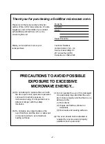 Preview for 2 page of Goldstar MV-1725W Owner'S Manual & Cooking Manual