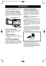 Предварительный просмотр 6 страницы Goldstar MV1604SB Owner'S Manual & Cooking Manual