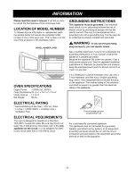 Предварительный просмотр 6 страницы Goldstar MV1735B Owner'S Manual & Cooking Manual