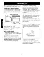 Preview for 6 page of Goldstar MVH1615WW Owner'S Manual & Cooking Manual