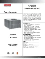 Предварительный просмотр 1 страницы Goodman 13 SEER GPC13M (Spanish) Product Specifications