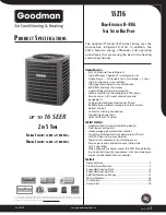 Preview for 1 page of Goodman SSZ16 Product Specifications