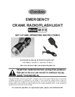 Gordon Crank Radio/Flashlight 98319 Set Up And Operating Instructions Manual предпросмотр