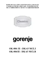 Gorenje Classico DK 63 MCLB Installation, Maintenance And Usage preview