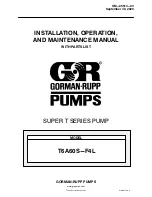 GORMAN-RUPP PUMPS SUPER T6A60S-F4L Installation, Operation, And Maintenance Manual With Parts List предпросмотр