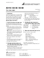 Preview for 2 page of Gossen MetraWatt A3-32 Operating Instructions Manual