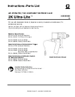 Предварительный просмотр 1 страницы Graco 2K Ultra-Lite 249591 Instructions-Parts List Manual