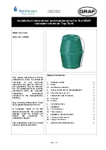 Graf RainHarvest Systems Top-Tank 323002 Installation Instructions And Maintenance preview