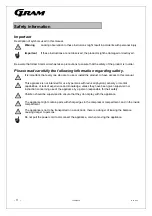 Предварительный просмотр 11 страницы Gram 866100635 Operating Manual