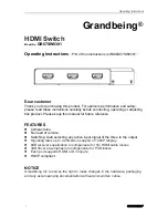 Preview for 1 page of Grandbeing GB07SW0301 Operating Instructions Manual