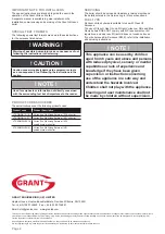 Предварительный просмотр 2 страницы Grant Vortex Eco Series User Instructions