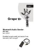 Preview for 1 page of Grape 220011 Manual