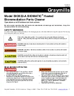 Preview for 1 page of Graymills BIOMATIC BIO822-A Operation And Maintenance Instructions