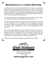 Preview for 27 page of Great Outdoors 3600G Assembly And Owner'S Manual