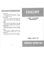 Great GT-417 Operating Instructions preview