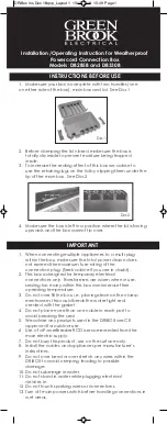 Green Brook DB285B Instructions Before Use preview