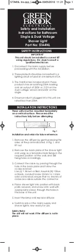 Green Brook STA4NL Safety And Installation Instructions preview