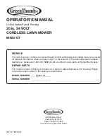 Preview for 20 page of Green Thumb 60020 GT Operator'S Manual