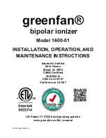 greenfan 1600-01 Installation, Operation And Maintenance Instructions preview