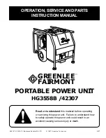 Greenlee Fairmont 42307 Operation, Service & Parts Manual preview