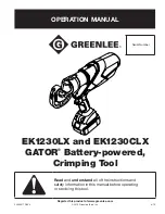 Preview for 1 page of Greenlee GATOR EK1230CLX Operation Manual