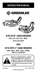 Greenlee SITE-RITE 840 Instruction Manual предпросмотр