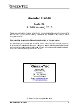 Preview for 3 page of GreenTec RI 60 Handbook