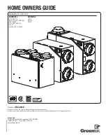 Preview for 1 page of Greentek C3.14 HRV Homeowner'S Manual