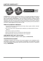 Предварительный просмотр 20 страницы GreenWorks Pro BPB60L510 Owner'S Manual