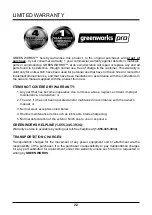 Предварительный просмотр 22 страницы GreenWorks Pro BPB80L00 Owner'S Manual