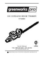 GreenWorks Pro HT60B00 Owner'S Manual preview