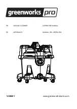 Предварительный просмотр 1 страницы GreenWorks Pro VU0B01 Operator'S Manual