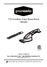 Предварительный просмотр 1 страницы GreenWorks 1600002 Owner'S Manual