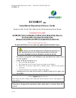 Preview for 1 page of GreenWorks ECOHOT WH-321063-LP Installation Manual