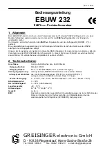 Preview for 1 page of GREISINGER electronic EBUW 232 Operating Manual