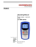 Предварительный просмотр 1 страницы GREISINGER G 7500 Series Operating Manual