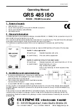 GREISINGER GRS 485 ISO Operating Manual preview