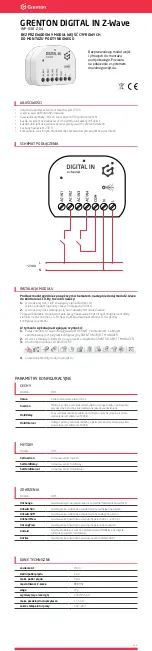 Preview for 1 page of Grenton DIGITAL IN Z-Wave INP-038-Z-04 Manual