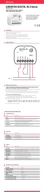 Preview for 2 page of Grenton DIGITAL IN Z-Wave INP-038-Z-04 Manual