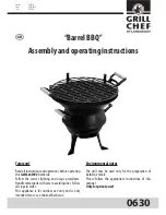 Preview for 1 page of Grill Chef Barrel BBQ Assembly And Operating Instructions