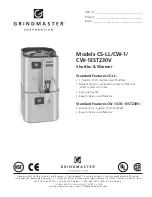 Grindmaster Shuttle & Warmer CS-LL Specifications preview