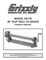 Grizzly 36" Slip Roll 22 Gauge G5770 Owner'S Manual preview