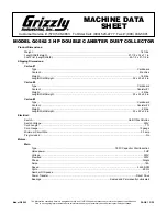 Grizzly G0562 Machine Data Sheet preview